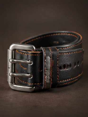 Steel Roller Buckle Leather Belt