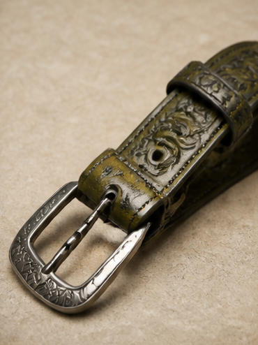 Vintage Tooled Leather Belt
