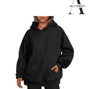 A women’s pullover hoodie with a relaxed fit, front kangaroo pocket, and drawstring hood.